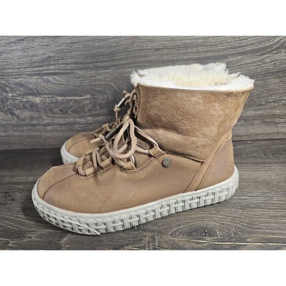 PAJAR Canada LIBERTY WOMENS WOOL INSULATED Tan Leather Ankle Winter BOOTS 8-8.5 - Picture 3 of 10